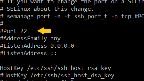 изменение порта ssh